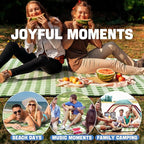 TigeJoy Extra Large Picnic Blanket Waterproof Foldable 80''x118'', Outdoor Picnic Mat Beach Blanket Sandproof for Park, Grass, Travel, Hiking, Camping Essentials, Gingham Picnic Blanket