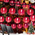 LORRYTE 2-Pack 100 LED Red Solar Christmas Lights Outdoor - 64FT Crystal Globe Waterproof Solar String Lights with 8 Lighting Modes for Christmas Decorations, Garden, Patio, Party, Porch