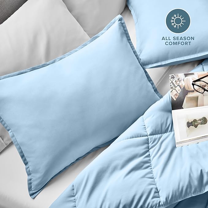 Bare Home Standard Pillow Sham Covers - Set of 2 - Premium 1800 Ultra-Soft Microfiber - Double Brushed - Stain & Fade Resistant - Bed Pillow Shams - Pillows Not Included (Set of 2, Light Blue)