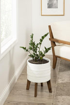 Kate and Laurel Gavri Casual Farmhouse Galvanized Metal Planter with Rustic Wood Stand