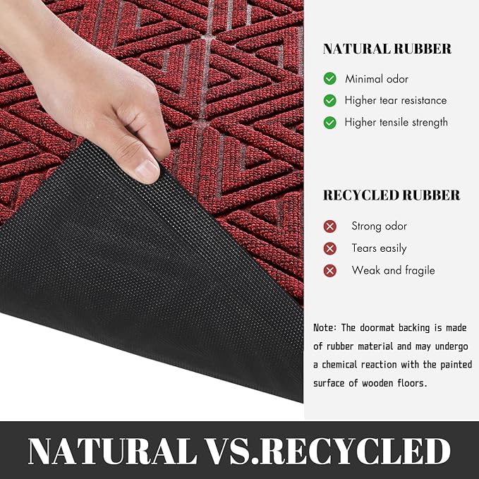 Yimobra Large Door Mat 36x24, All-Weather Waterproof Non-Slip Welcome Matt Outdoor, Heavy Duty Non Slip Doormat for Entryway for Patio and Garage Indoor, Easy Clean, Black Red
