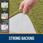 OLANLY Bathroom Rugs 44x24, Extra Soft Absorbent Chenille Bath Rugs, Rubber Backing Quick Dry, Machine Washable Bath Mats for Bathroom Floor, Tub and Shower, Home Decor Accessories, Willow Green