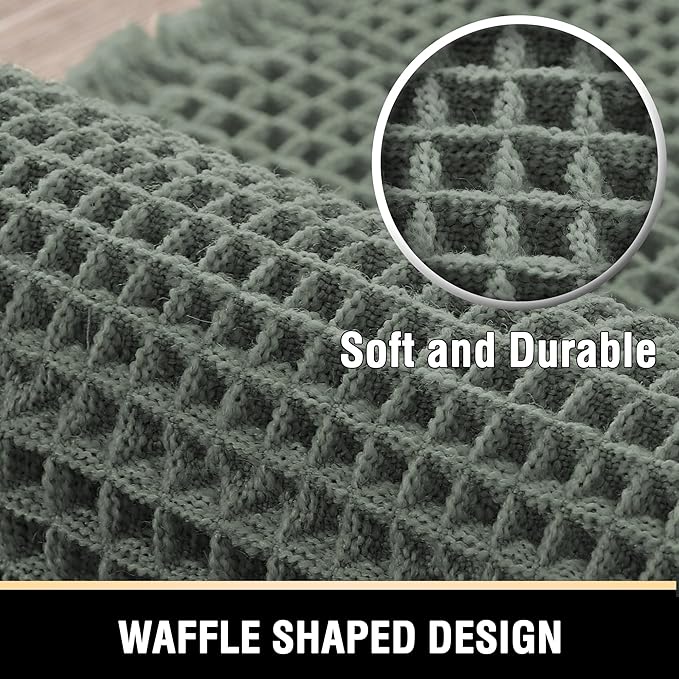 H.VERSAILTEX Upgraded Waffle Runner Rug Super Absorbent Bathroom Mats Non Slip Bath Rugs for Bathroom Floor Machine Washable Dry Fast Bathroom Rugs for Beside Tub, 24" x 72", Lichen