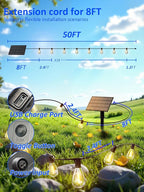 luckystyle 50FT Solar String Lights Outdoor Waterproof with 18+1 LED Bulbs Long Last for 20+Hrs, Commercial Grade Shatterproof USB Patio Solar Powered Lights for Camping，Backyard, Garden, Porch Decor