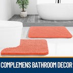 OLANLY Bathroom Rugs 47x17, Extra Soft Absorbent Chenille Bath Rugs, Rubber Backing Quick Dry, Machine Washable Bath Mats for Bathroom Floor, Tub and Shower, Home Decor Accessories, Coral