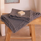 Ultra Soft Muslin Towel Adult Set, 100% Turkish Cotton 4-Layer 2 Pieces Luxury Muslin Hand & Bath Towels Sets for Bathroom (Dark Gray, 1 Bath & 1 Hand Towel Set)