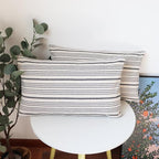 Black Lumbar Pillow Covers Farmhouse Linen Throw Pillow Covers Pack of 2 Striped Outdoor Decorative Throw Pillows for Couch Sofa Bed 12 x 20IN Black and Cream