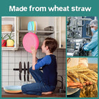 Teivio 32-Piece Kitchen Plastic Wheat Straw Dinnerware Sets, Service for 8, Dinner Plates, Dessert Plate, Cereal Bowls, Cups, Unbreakable Outdoor Camping Dishes Set,Colorful Hues