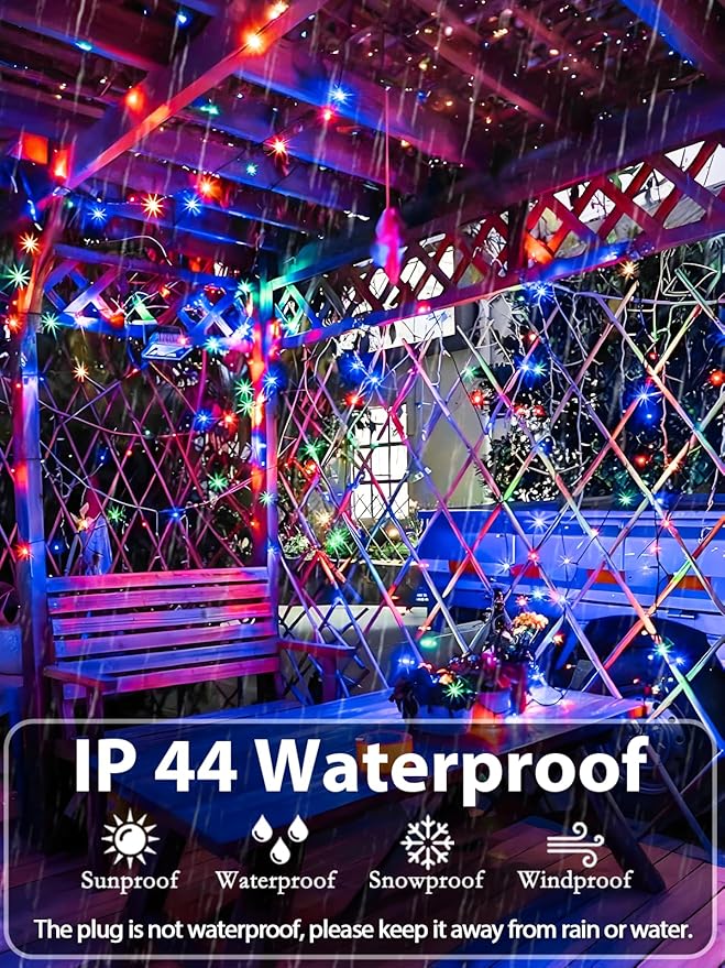 Upgraded 99FT 300 LED Multicolor Christmas String Lights Outdoor & Indoor, Memory Function & Timer & 8 Modes, Twinkle Lights Green Wire Waterproof for Xmas Tree Holiday Party Garden Decor (Multicolor)