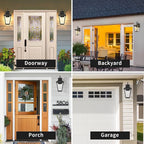 Outdoor Wall Light Fixtures, Waterproof Exterior Wall Lanterns with Glass, Outside Wall Sconces, Front Porch Lights for House Garage Doorway Patio 7H1B-M-2PK BK