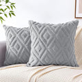 Pallene Grey Throw Pillow Covers 18x18 Set of 2, Soft Plush Faux Fur Decorative Couch Pillow Covers for Sofa Bed Living Room Pillow Cases with 3D Diamond Pattern