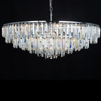 Chrome Modern Round Top K9 Crystal Chandelier Lighting Fixture, 17 Lights Round K9 Crystal Adjustable Hanging Lamp for Dining Room Bedroom Living Room,Hallway,Bar,Kitchen W39''