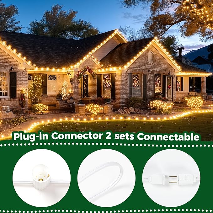 C9 Christmas String Lights Outdoor 50ft Vintage Christmas Tree Lights for Indoor Outdoor Roofline Patio Room Holiday Party Backyard Xmas Decoration, White Wire, 50+2 Bulbs