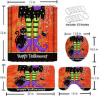 Halloween Bathroom Decor Set with Shower Curtain and Rugs, 4-Piece Witch Legs and Cat Design, Waterproof Polyester Curtain with Non-Slip Mats, Spooky Bath Set for Halloween Party