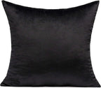Velvet Throw Pillow Covers 16x16 Black Decorative Couch Cushion Cases Pillowcases Soft Solid Warm Cozy Square Home Decor for Sofa Chair Bedroom Car Set of 2 pieces, 16"x16