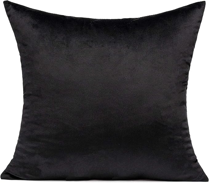 Black Couch Pillow Covers Velvet Throw Pillows 18X18 Decorative Cushion Covers Soft Solid Cozy Square Pillowcases Home Decor for Sofa Bedroom Car Set of 2