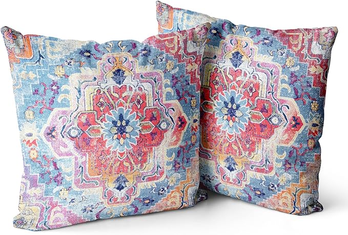 Snycler Antique Boho Hereke Rug Print Boho Throw Pillow Cover 24x24 Inch Set of 2 Double Sided Decorative Soft Throw Pillow Case Cushion Case for Home Decor Living Room Bed Couch Car
