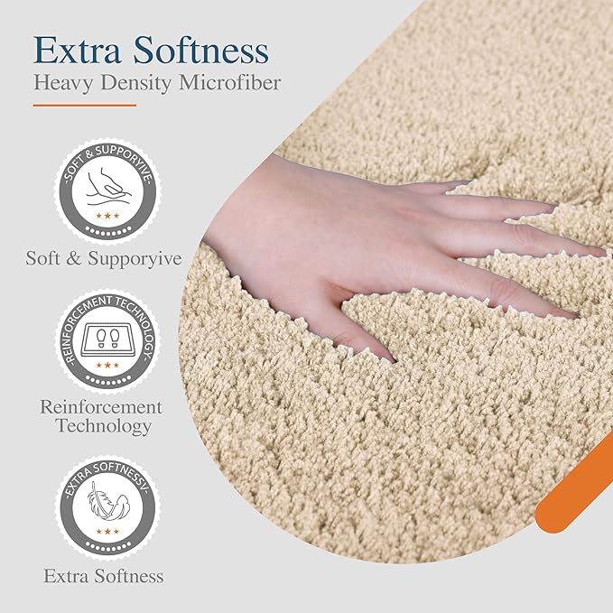 Walensee Large Bathroom Rug (24 x 40, Blush Beige) Extra Soft and Absorbent Shaggy Bath Mat Machine Washable Microfiber Mat, Non Slip Bath Mat, Luxury Bathroom Floor Mats Rubber Back