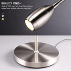 O’Bright Ray – Adjustable LED Beam Floor Lamp, Dimmable and Zoomable Spotlight, Flexible Gooseneck, Reading/Crafting Standing Lamp, Work Table Light, Brushed Nickel