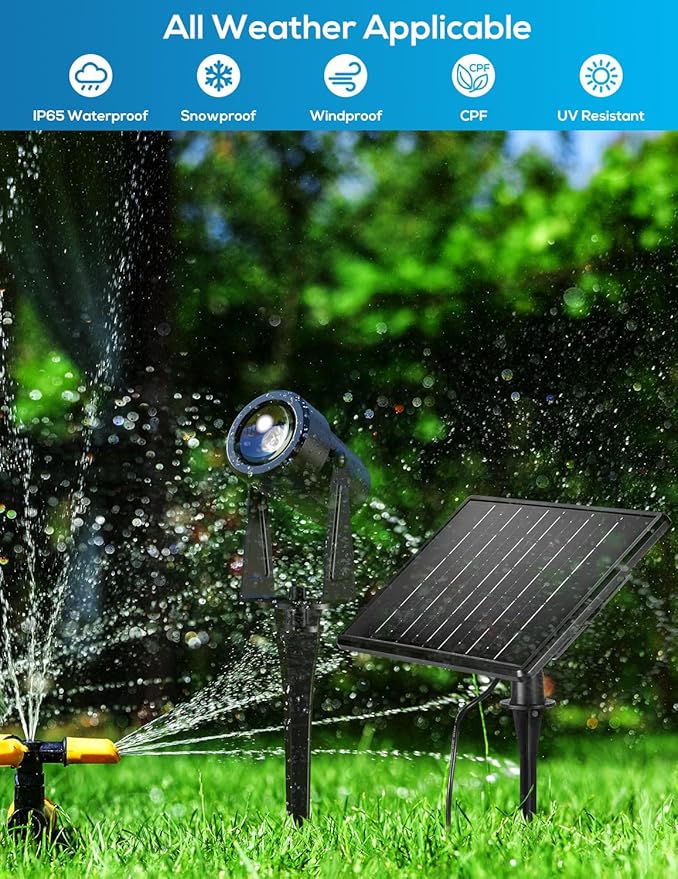 Zyan Solar Landscape Spotlights Outdoor, 3 Separate Panels, Auto On/Off, IP65 Waterproof, 36 LEDs, Long-Lasting Warm White Solar Yard Lights for Garden, Pathway & Trees (12-Pack)