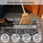 Door Mat Welcome Mat, Heavy Duty Door Mat 23.6 x 35.4 Inch Front Door Rug Doormat for Outdoor Entrance Home Non-Slip Rubber Rug for Front Door, Outside, Entryway, Patio (Grey Welcome)