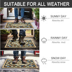 CHICHIC Blue Welcome Door Mat 17x 30 Inch Front Doormat Outdoors for Home Entrance Outdoors Mat for Outside Entry Way Doormat Entry Rugs, Heavy Duty Non Slip Rubber Back Low Profile