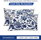 Decorative Throw Pillow Covers Set of 2 Blue Pillow Covers 12x20 inch Short Plush Square Pillows Cover Floral Throw Pillows,Farmhouse Outdoor Pillow Covers for Couch Sofa Bed Living Room