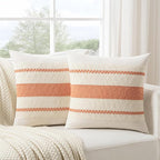 Fancy Homi Set of 1 Boho Coral Decorative Throw Pillow Cover 16x16 Inch for Couch Bed Sofa, Aesthetic Modern Organic Farmhouse Home Decor, Soft Cotton Cute Accent Macrame Woven Cushion Case