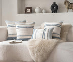 Boho Throw Pillow Covers 12x20 Inch Set of 2, Blue Textured Decorative Couch Pillow Cases for Farmhouse Home Decor, Accent Cushion Cover for Sofa, Bed, Living Room, Bedroom