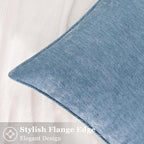 decorUhome Couch Throw Pillow Covers 18x18 Set of 2, Decorative Soft Euro Neutral Chenille Pillow Covers with Elegant Design for Sofa Bed Living Room Home Decor, Blue