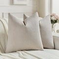 FUTEI Oatmeal Chenille Decorative Throw Pillow Covers 20x20 Inch Set of 2,Soft Cozy Faux Linen Textured Cushion Case,Farmhouse Home Decor for Couch Living Room