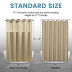 Beige No Hook Shower Curtain with Snap in Liner,230GSM Waffle Weave Shower Curtains for Bathroom,71W x 74H