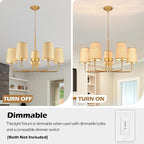 28" Gold Boho Rattan Chandelier for Living Room 5-Light Coastal Farmhouse Chandeliers for Dining Room Adjustable Rustic Boho Pendant Light Fixture Bedroom Kitchen Island Entryway Foyer