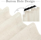 KGORGE Natural Linen Shower Curtain for Bathroom - Linen Blend Button Hole Semi Sheer Lightweight Waterproof Shower Curtains for Bathtub, 72 x 90 inches Long, Hooks Included