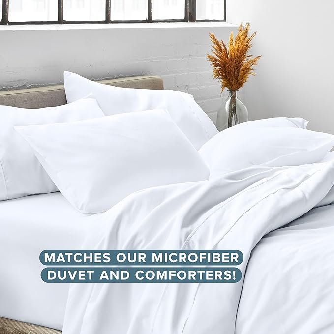 Bare Home Queen Pillow Sham Covers - Set of 2 - Premium 1800 Ultra-Soft Microfiber - Double Brushed - Bed Pillow Shams - Pillows Not Included (Set of 2, White)