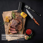 Professional 8-Piece German High Carbon Stainless Steel Steak Knife Set, Premium Full Tang Steak Knives with Pakkawood Handle
