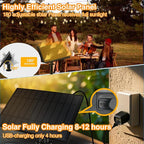 DAYBETTER 150ft Solar String Lights Outdoor waterproof-75 Bulbs Outdoor String Lights Solar Powered with 7W Solar Panel, 12+ Hours Runtime & IP65 Weatherproof for Backyard, Wedding, Camping