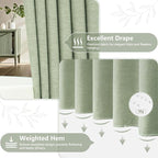 Sage Green Faux Linen Textured Shower Curtain Water-Resistant, Heavy Duty Farmhouse Fabric Shower Curtain Washable, 72 x 72 Inch Forest Green Linen Look Bathroom Shower Curtains Wrinkle-Free