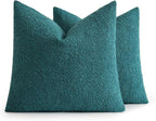 MIULEE 18x18 Inch Decorative Pillow Covers for Couch Bed Set of 2 Textured Boucle Neutral Winter Throw Pillows Teal Blue Accent Solid Cushion Pillowcases Sofa Livingroom Home Decor