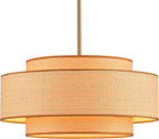Farmhouse 19.7" Drum Rattan Chandelier 4-Lights Vintage Boho Rattan Chandelier Retro Vintage Bamboo Drum Chandeliers for Dining Room, Kitchen Island, Living Room, Bedroom