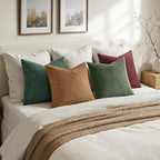 MIULEE Boho Farmhouse Christmas Green Throw Pillow Covers 18x18 Inch Set of 4 Mordern Nordic Cushion Covers Soft Corduroy Home Decor for Couch Bed Sofa Living Room