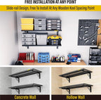 2pack-1.2x3ft Adjustable Rail Type Folding Storage Rack Shelf, Suitable for Garage, Storage Room, Kitchens Wall Shelf Garage Storage Rack Floating Shelves, Folding Panels (2pcs-Black)