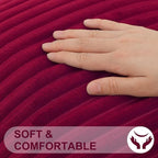 Simmore Decorative Fall Throw Pillow Covers 22x22 Set of 2, Soft Natural Plush Flannel Double-Sided Fluffy Couch Pillow Covers for Sofa Living Room, Burgundy