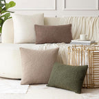 Foindtower Pack of 2, Curly Faux Fur Decorative Throw Pillow Covers Soft Plush Cushion Case with Zipper Cozy Boho Lumbar Pillowcase for Home Living Room Couch Bedroom Sofa 12 x 20 Inch, Chocolate