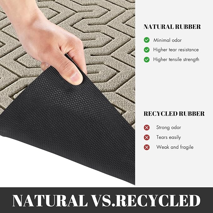 Yimobra Large Door Mat Outside Entrance 47x24, Waterproof Heavy Duty Outdoor Mats for Front Door, Non Slip Rubber Entry Mat for Garage Patio Indoor, Easy Clean, Beige