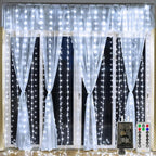Ollny Curtain Lights 300LED 9.8ftx9.8ft, Connectable IP67 Waterproof Outdoor Curtain String Lights with Remote, Plug-in Untangle Fairy Lights with 8 Modes 3 Timers for Wall Backdrop Decor(Cool White)