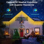 60FT 612 LED Outdoor Christmas Lights - 136 Ice Drops, 12 Pro Modes with Timer Memory & Brightness, Waterproof Hanging Ice String Light for Holiday Wedding Garden Fence House Decor (Warm White)