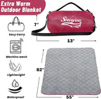 Waterproof Outdoor Blanket 82”X 55” Packable, Stadium Blankets for Camping with Sherpa Fleece Lining, Large Windproof Emergency Throw Mat for Garss Picnic Hiking Road Trip, Machine Washable, Wine