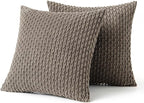MIULEE Pack of 2 Decorative Throw Pillow Covers 16x16 Inch Soft Boho Striped Textured Corduroy Pillow Covers Modern Farmhouse Home Decor for Couch Bed Sofa Living Room Neutral Brown