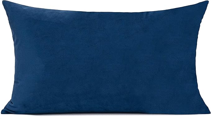 VAKADO Decorative Velvet Soft Throw Pillow Covers Rectangle Lumbar Solid Cushion Cases Home Decoration for Couch Sofa Bed 12"x20" Set of 2, Dark Blue